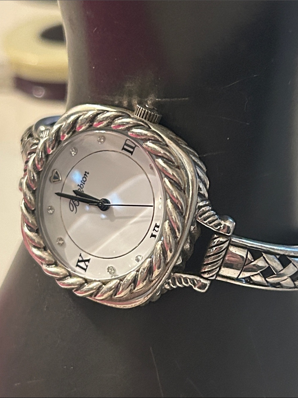 Brighton women's bracelet watch featuring a decorative rope-edge bezel